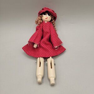 Clothes Pin Girl Doll Handmade Unfinished Project